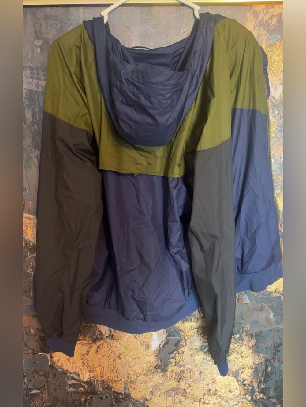 Nike Men's Hooded Colorblock Windbreaker - Navy, Olive & Black